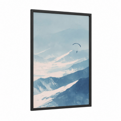 Alpine Paragliding Over Snowy Mountains Wall Art