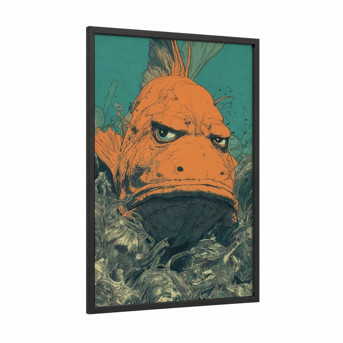 Angry Dragon Fish Illustration Wall Art