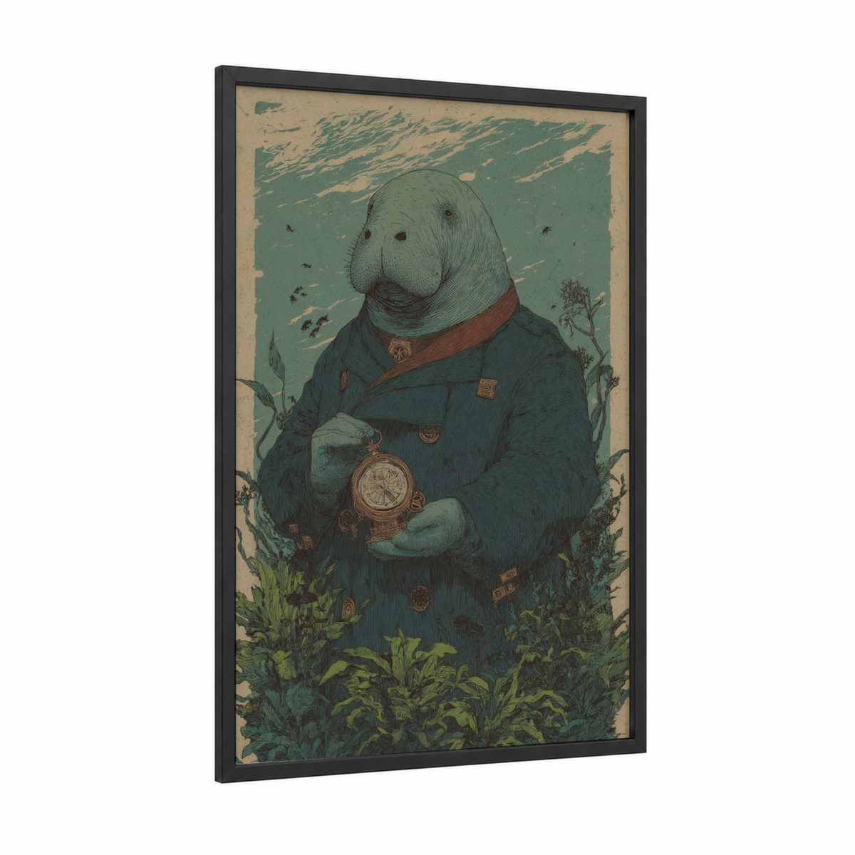 Adventurer Manatee Steampunk Explorer Wall Art
