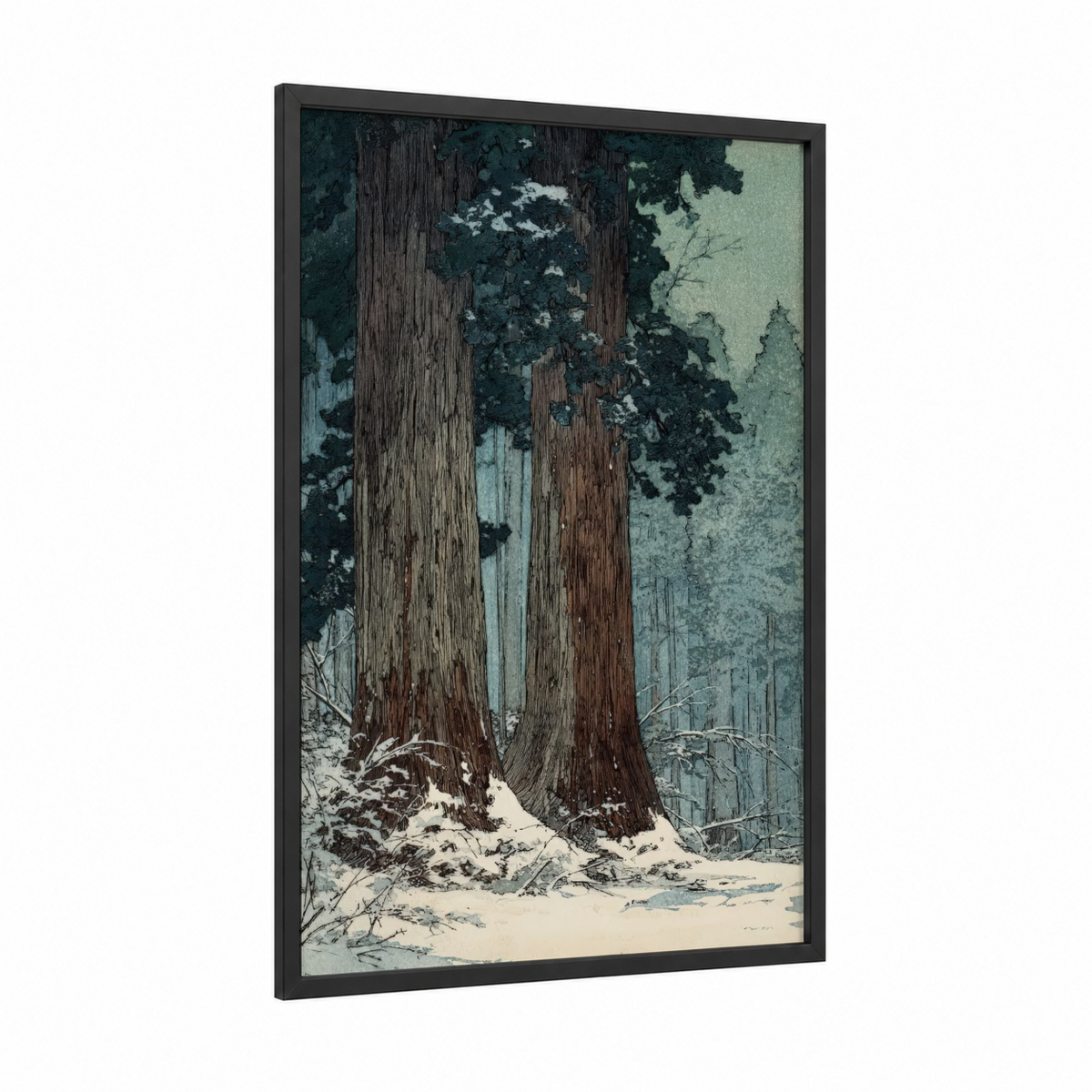 Ancient Redwood Trees Winter Landscape Wall Art