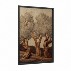 Ancient Olive Trees Woodcarving Relief Wall Art