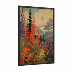 Alpine Wildflower Meadow Mountain Landscape Wall Art