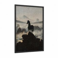 Andalusian Horse Mountain Mist Silhouette Wall Art