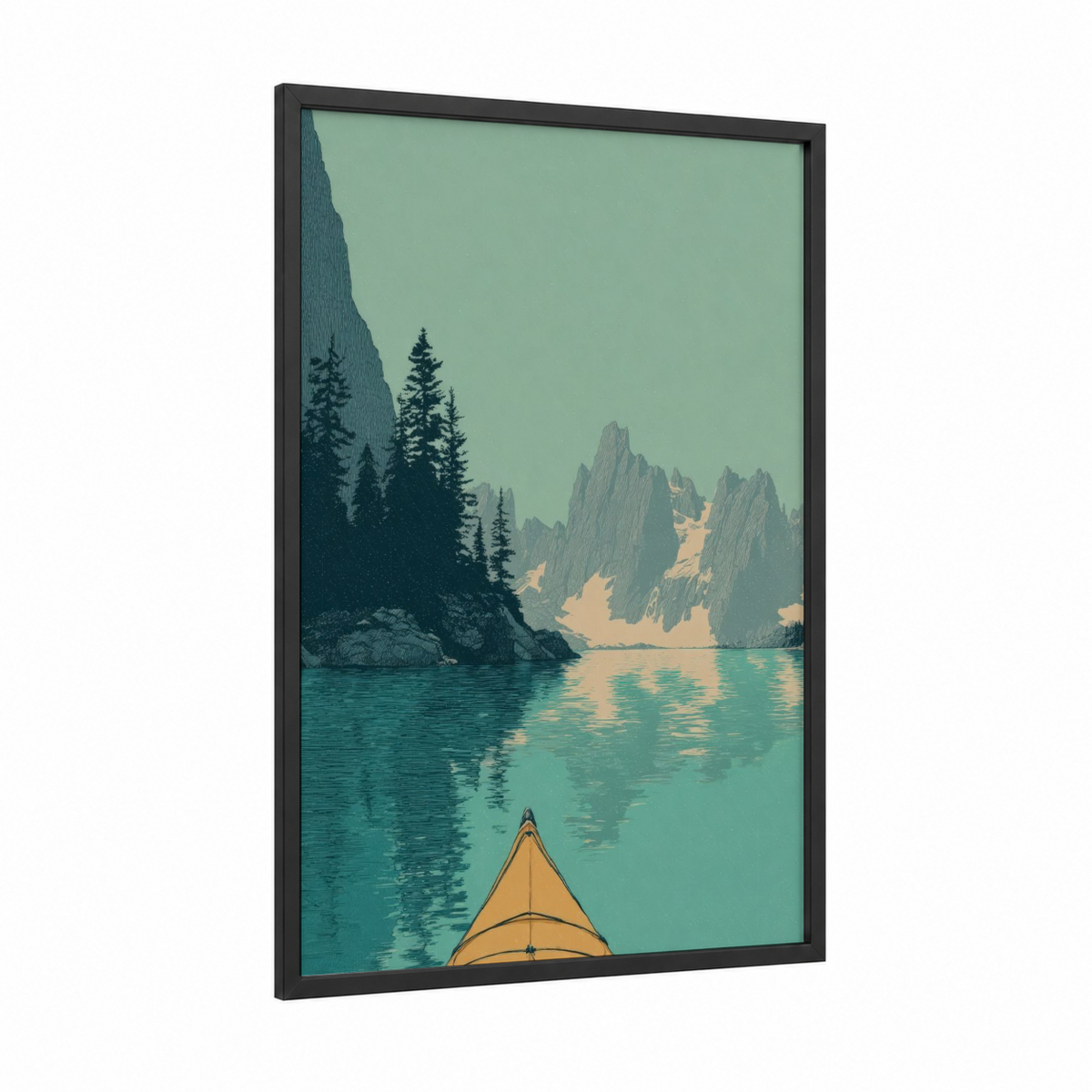 Alpine Lake Kayaking Mountain Adventure Wall Art