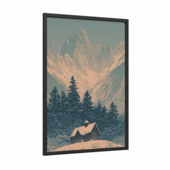 Alpine Chapel Snow Mountain Landscape Wall Art