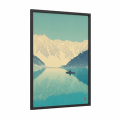 Alpine Lake Kayaking Mountain Reflection Wall Art