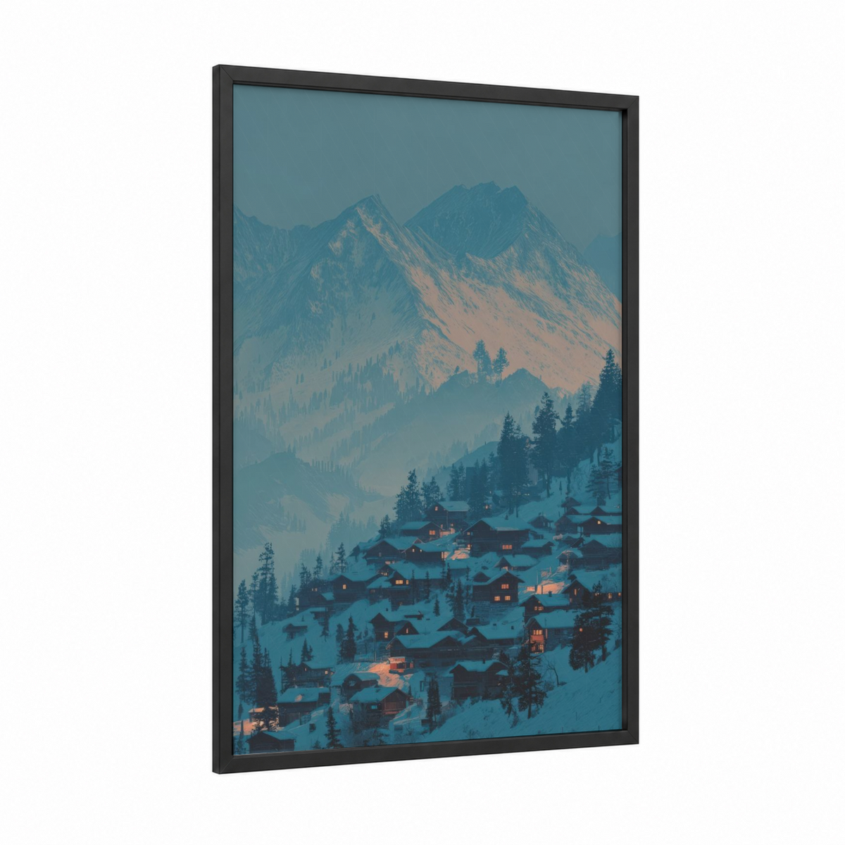 Alpine Village Winter Mountain Landscape Wall Art