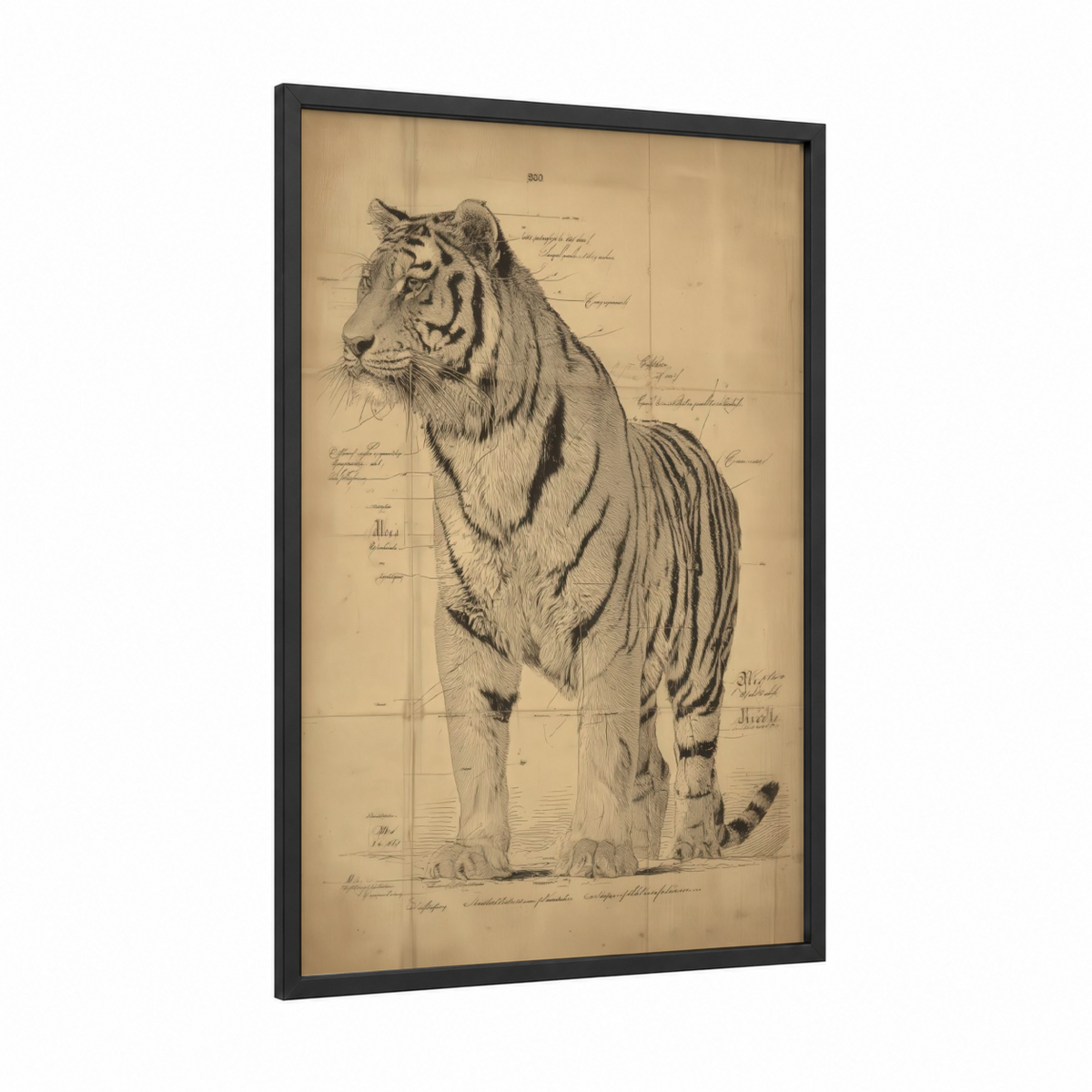 Anatomical Tiger Scientific Illustration Wall Art