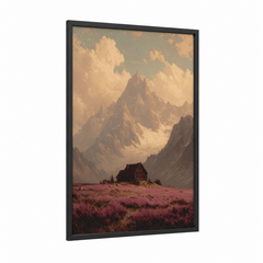 Alpine Cottage Mountain Landscape Painting Wall Art