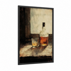 Amber Whiskey Glass Still Life Painting Wall Art