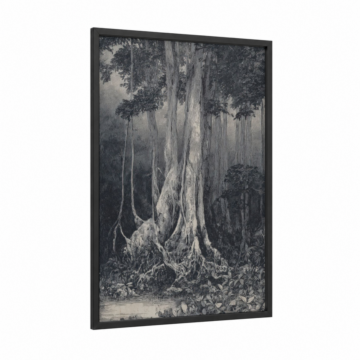 Ancient Banyan Tree Engraving Wall Art
