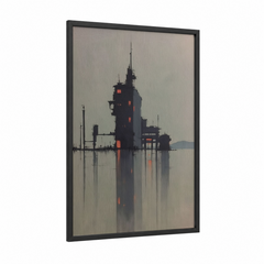 Abstract Tower Misty Water Reflection Wall Art