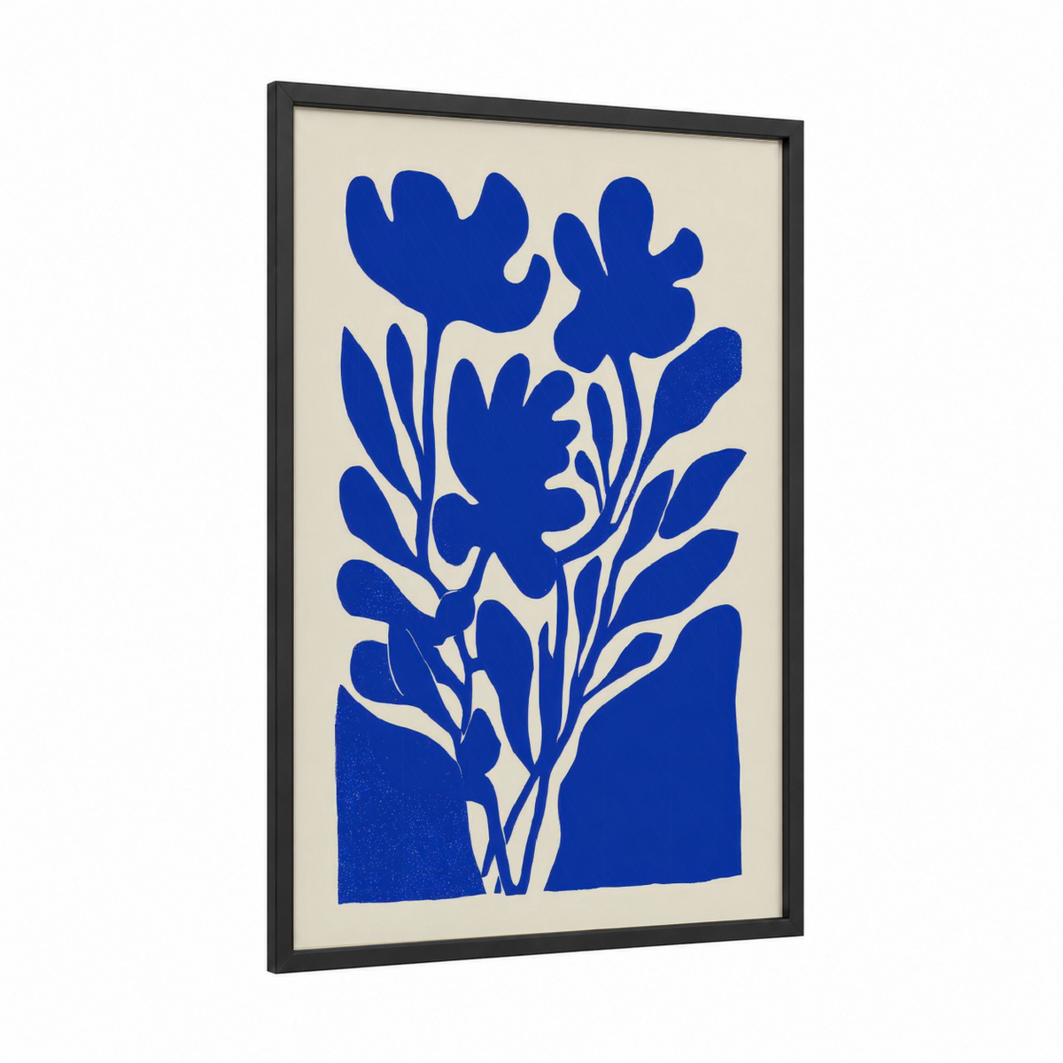 Abstract Blue Flower Silhouette Wall Art