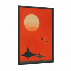Alien Invasion Red Sunset Sky Wall Art