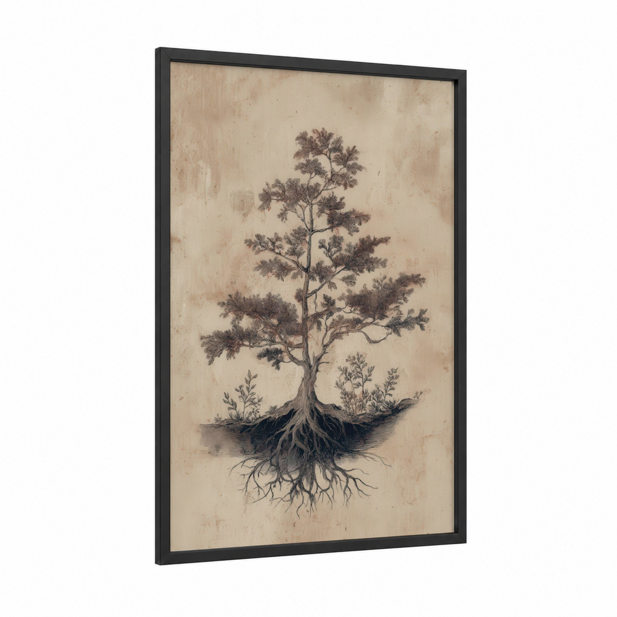 Ancient Cedar Tree with Roots Botanical Wall Art