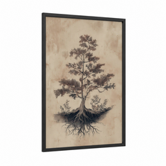 Ancient Cedar Tree with Roots Botanical Wall Art