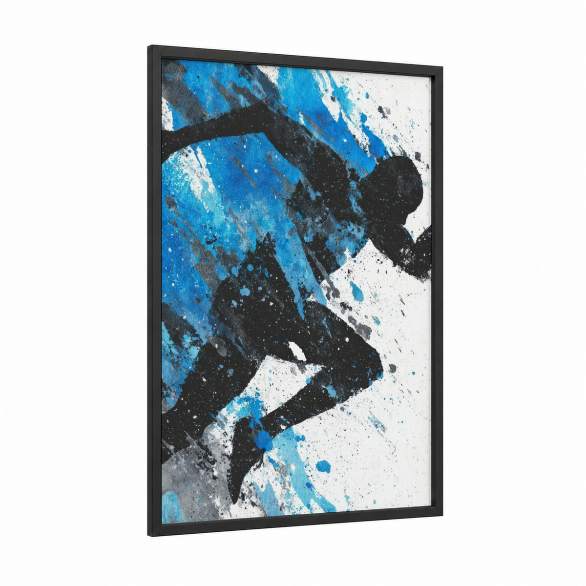 Abstract Runner Motion Blue Wall Art