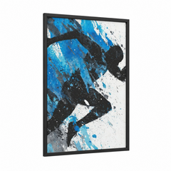 Abstract Runner Motion Blue Wall Art
