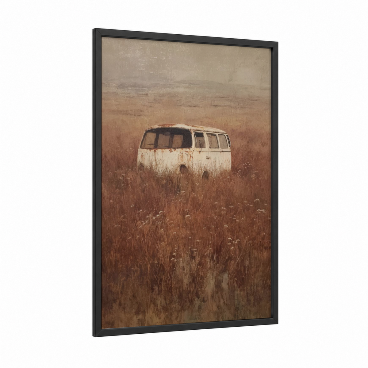 Abandoned Van in Golden Field Wall Art