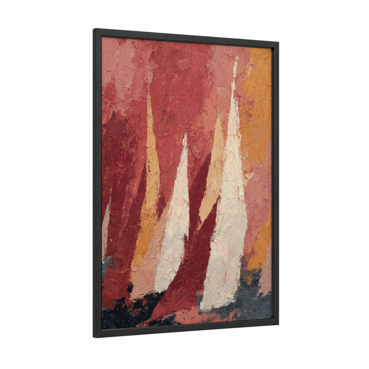 Abstract Crimson Sailboats Modern Wall Art