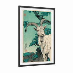 Alpine Goat Japanese Woodblock Wall Art