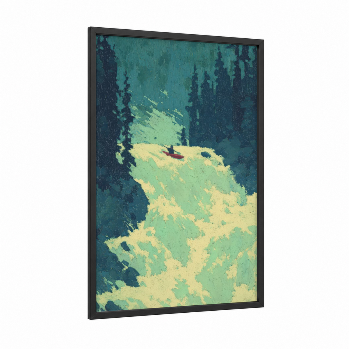 Alpine Kayaker Mountain Lake Landscape Wall Art