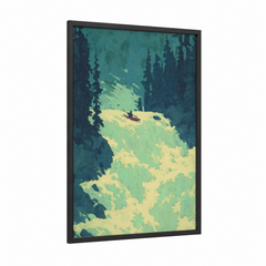 Alpine Kayaker Mountain Lake Landscape Wall Art