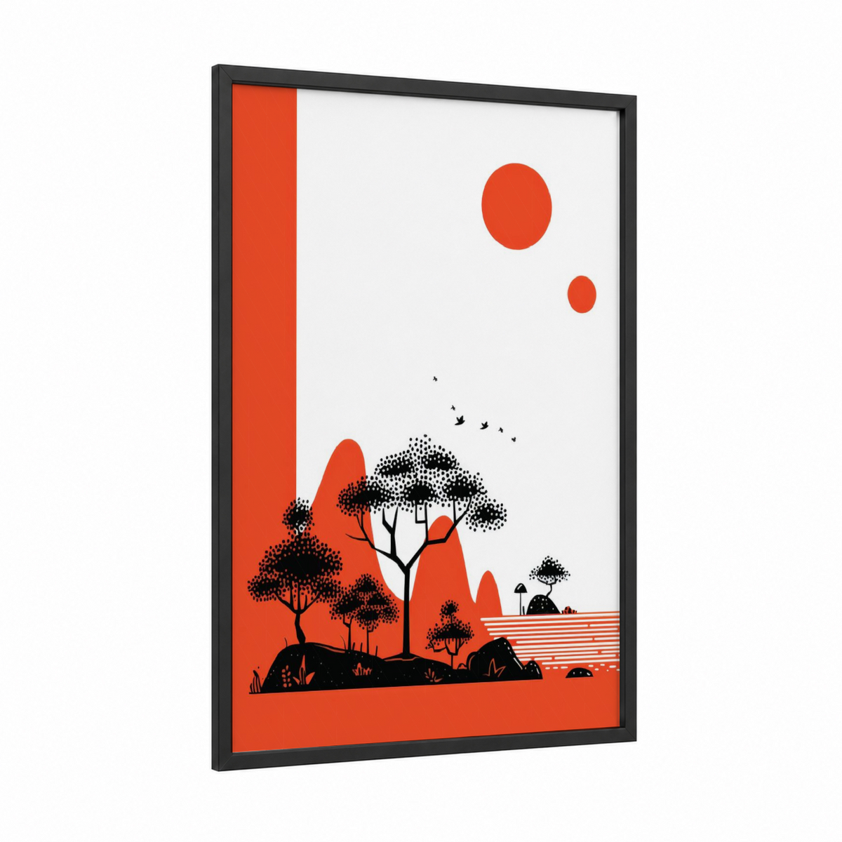 African Savanna Trees Sunset Landscape Wall Art