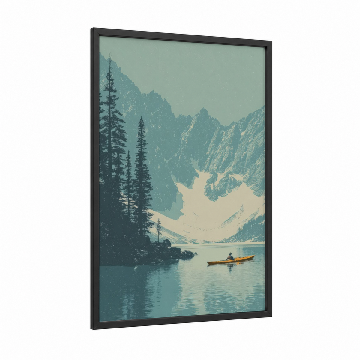 Alpine Lake Kayaking Mountain Landscape Wall Art