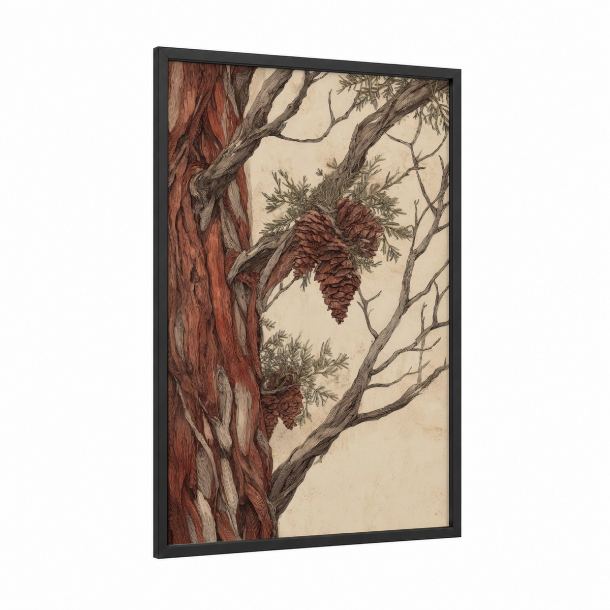 Ancient Redwood Tree with Pine Cones Wall Art