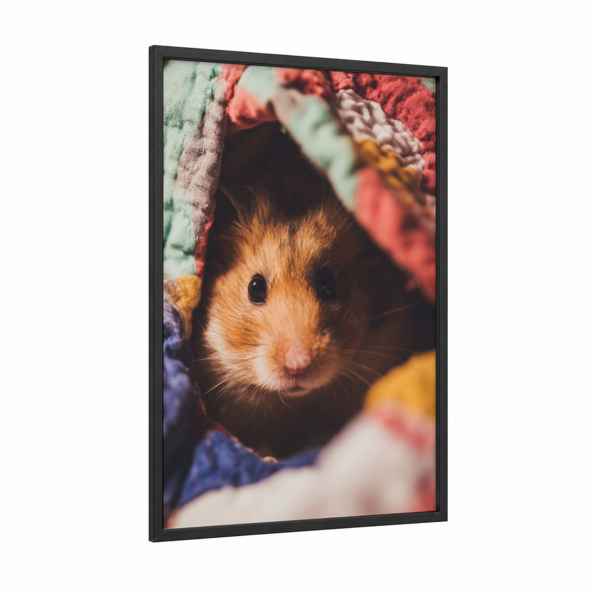 Adorable Hamster Peeking Blanket Photography Wall Art