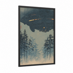 Alien UFO Forest Encounter Sci-Fi Wall Art