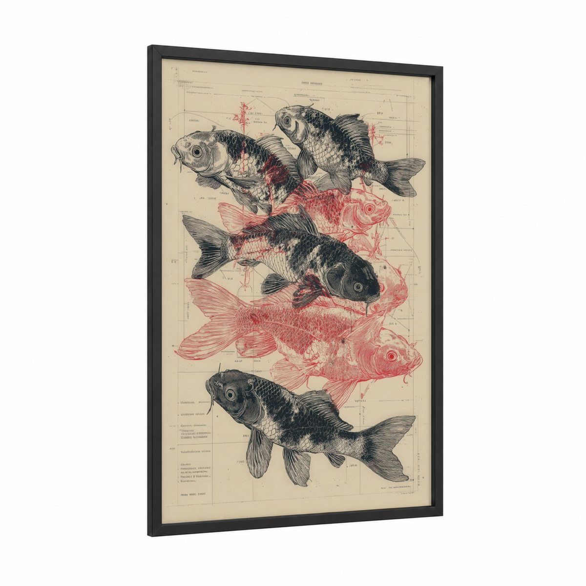 Anatomical Koi Fish Scientific Illustration Wall Art