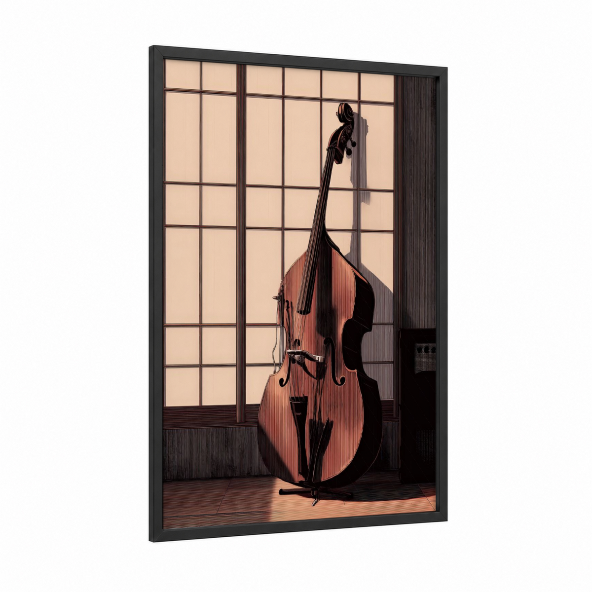 Amber Bass Guitar Studio Window Wall Art