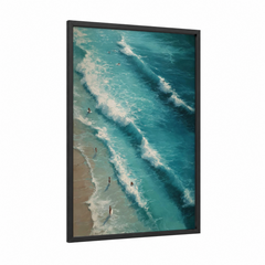 Aerial ocean wave surfers turquoise water Wall Art