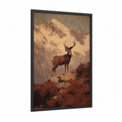 Alpine Reindeer Mountain Landscape Wall Art