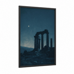 Ancient Columns Moonlit Night Sky Wall Art