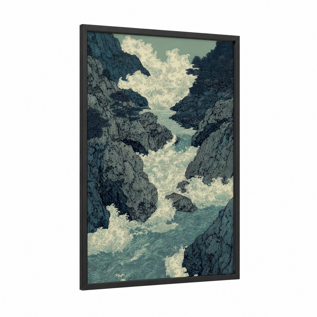 Alpine Gorge Mountain River Waterfall Wall Art
