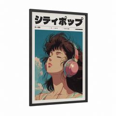 Anime Girl Headphones Dreamy Wall Art