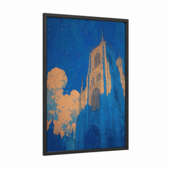 Amiens Cathedral Starry Night Illustration Wall Art