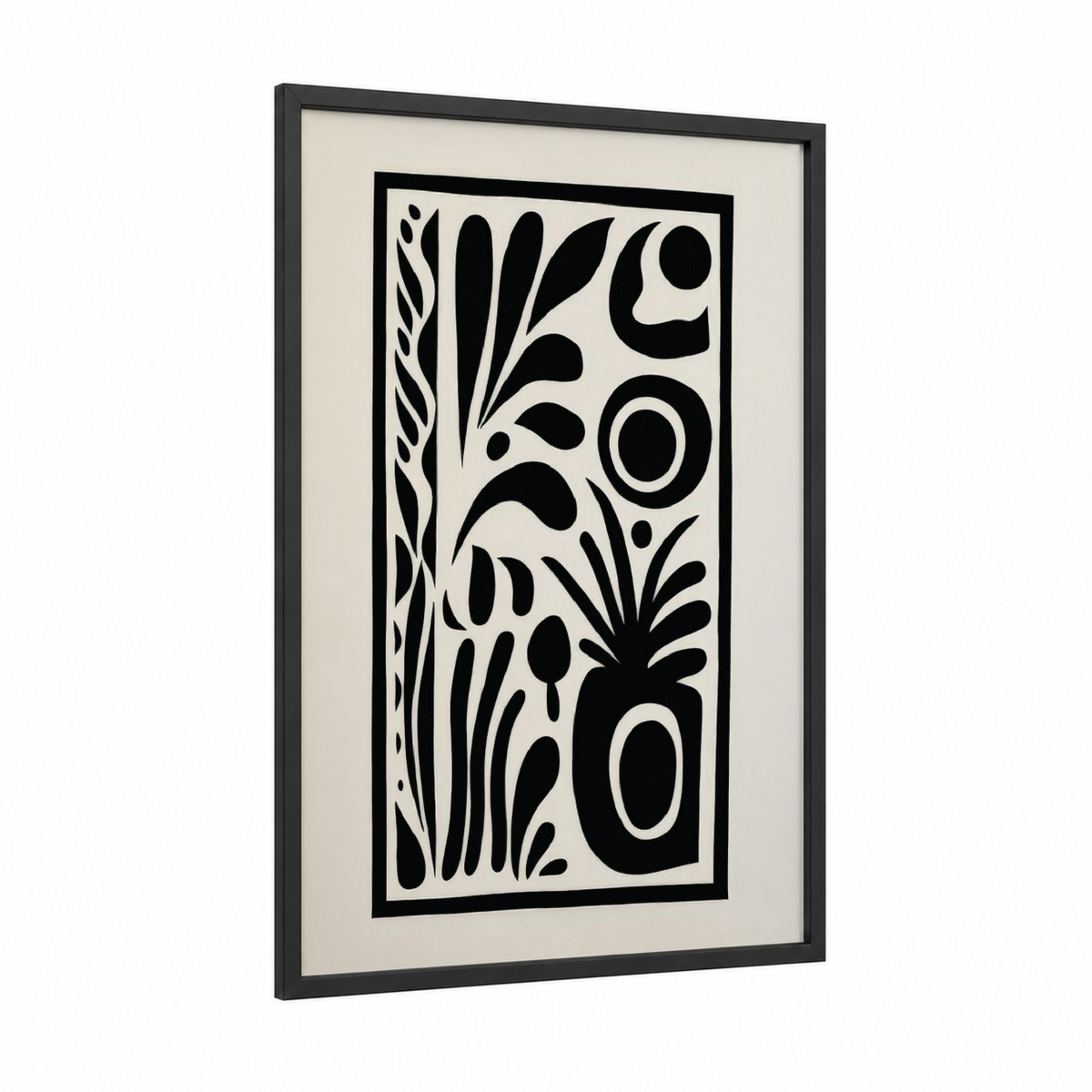 Abstract Botanical Geometry Black White Wall Art
