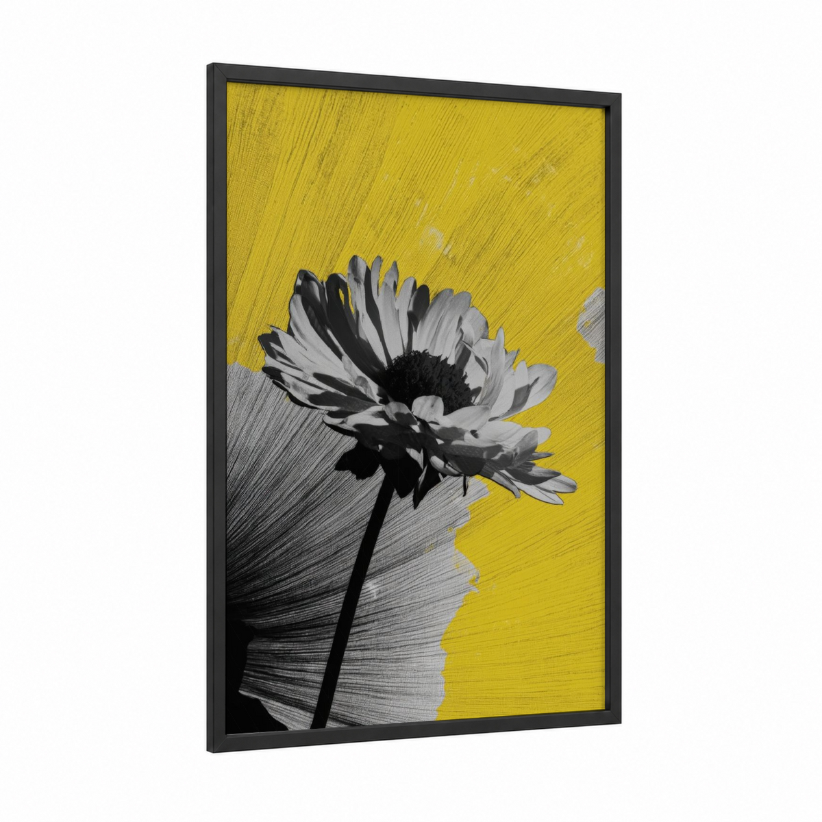 Abstract Daisy Yellow Black White Wall Art