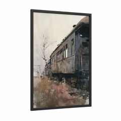 Abandoned Train Watercolor Wall Art