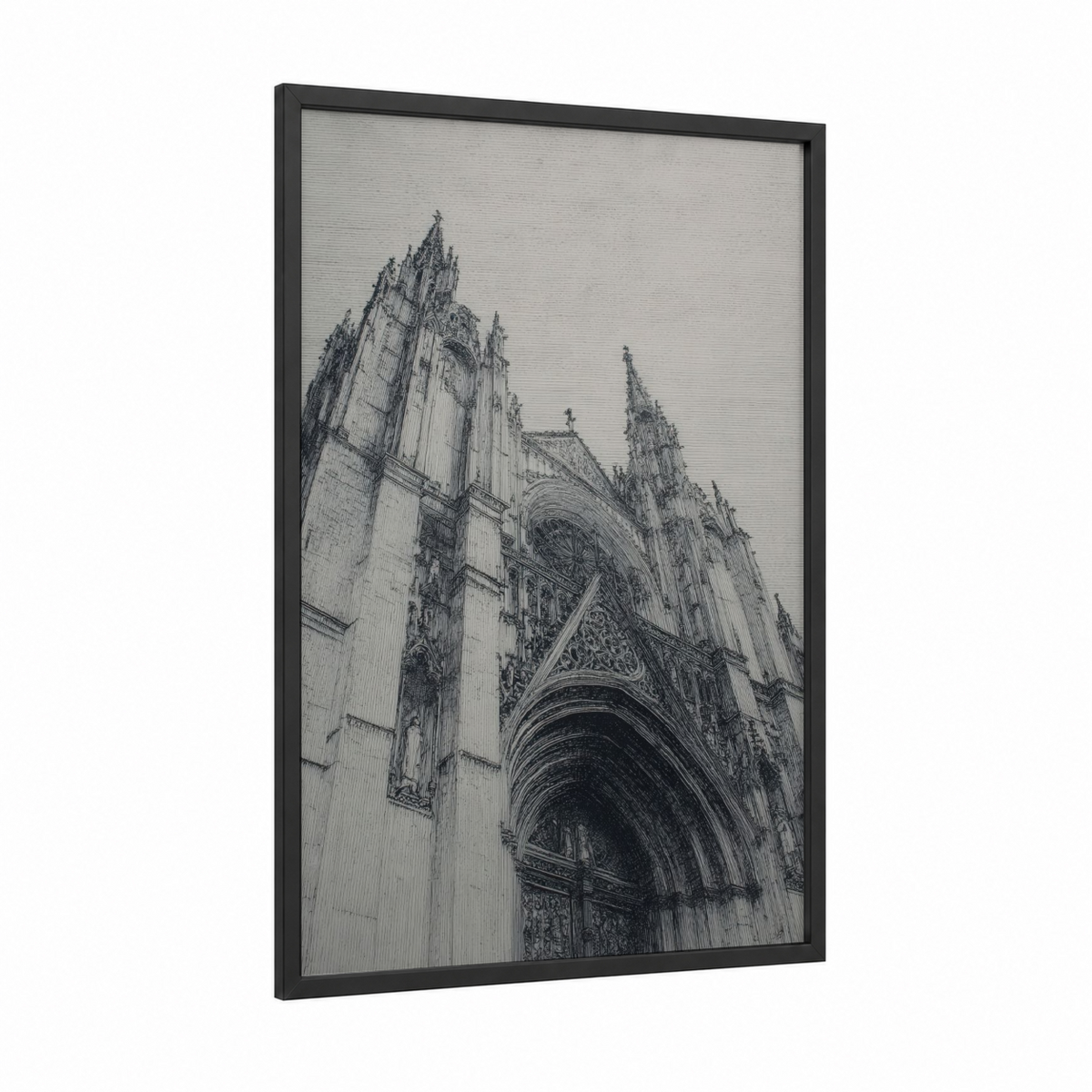 Amiens Cathedral Gothic Architecture Drawing Wall Art