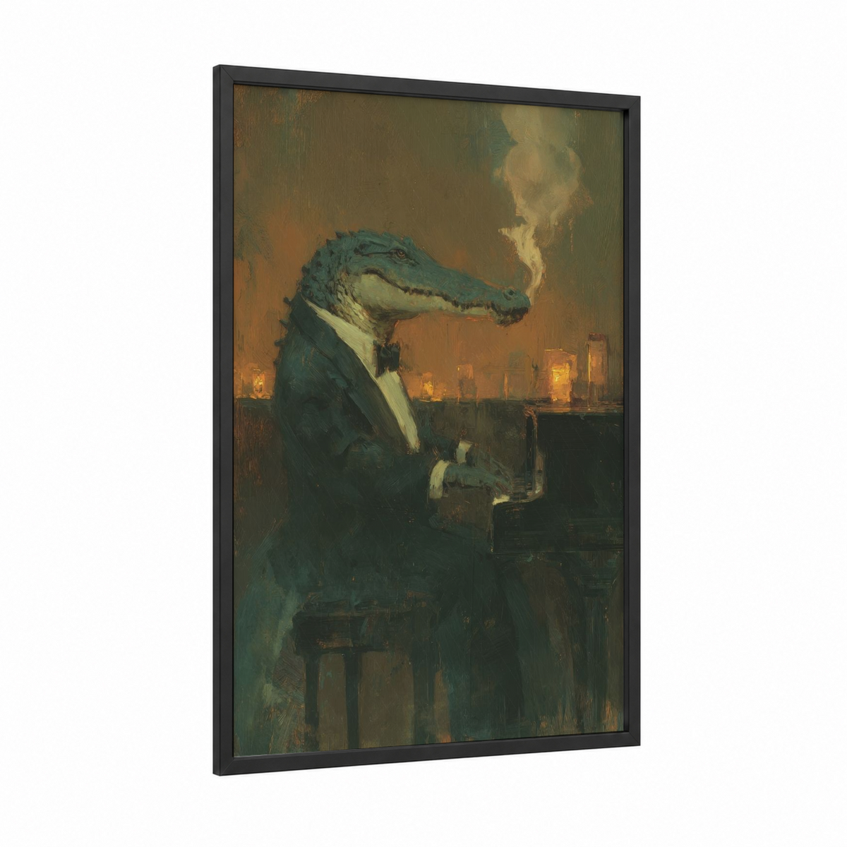 Alligator in Suit Smoking Cigar Wall Art