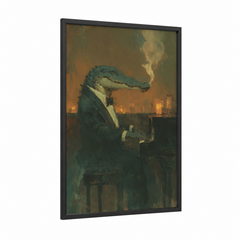 Alligator in Suit Smoking Cigar Wall Art