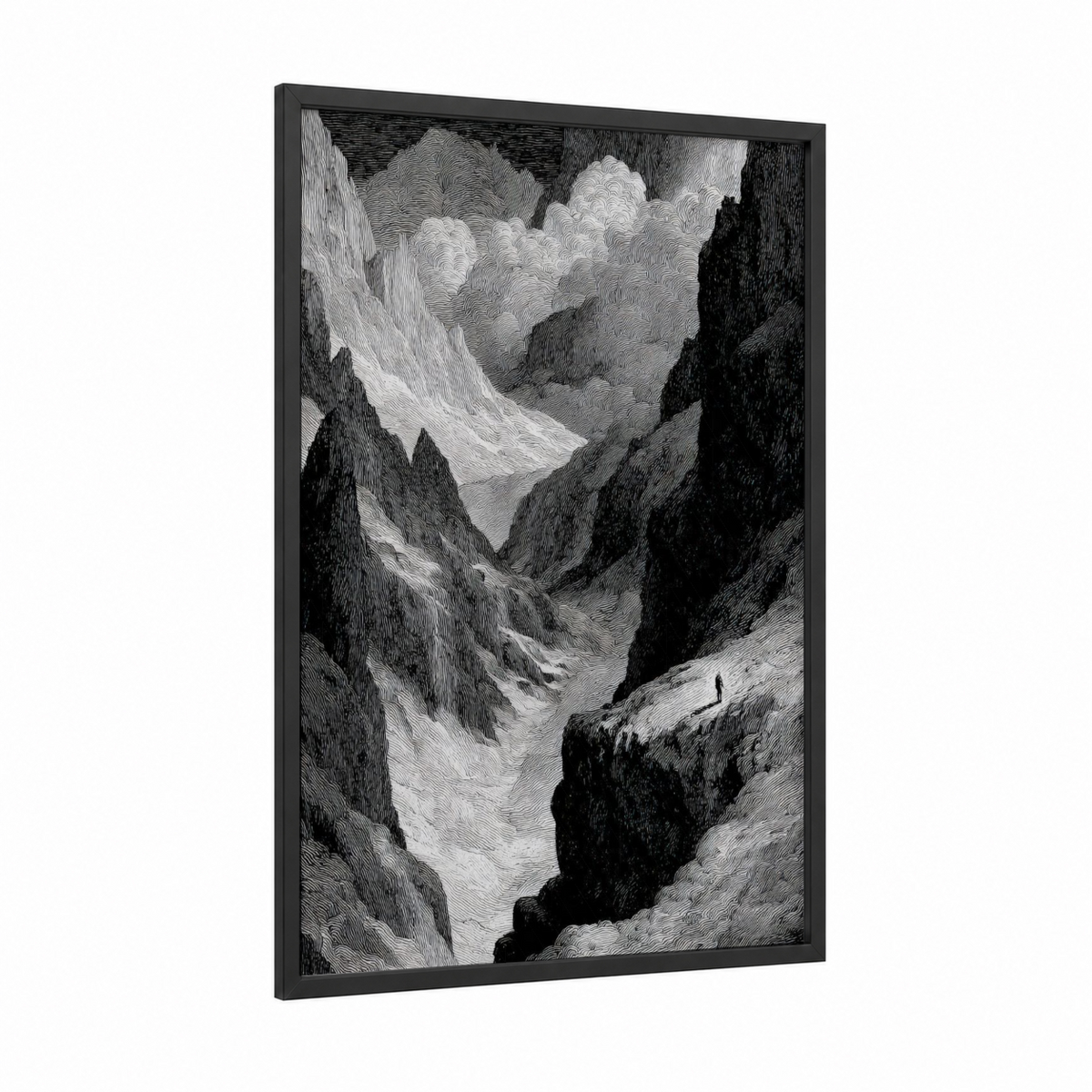 Alpine Glacier Canyon Black and White Wall Art