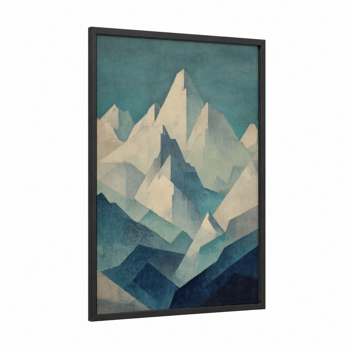 Abstract Snowy Mountains Layered Peaks Wall Art
