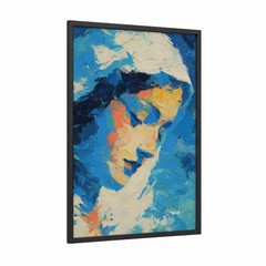 Abstract Virgin Mary Blue Gold Wall Art