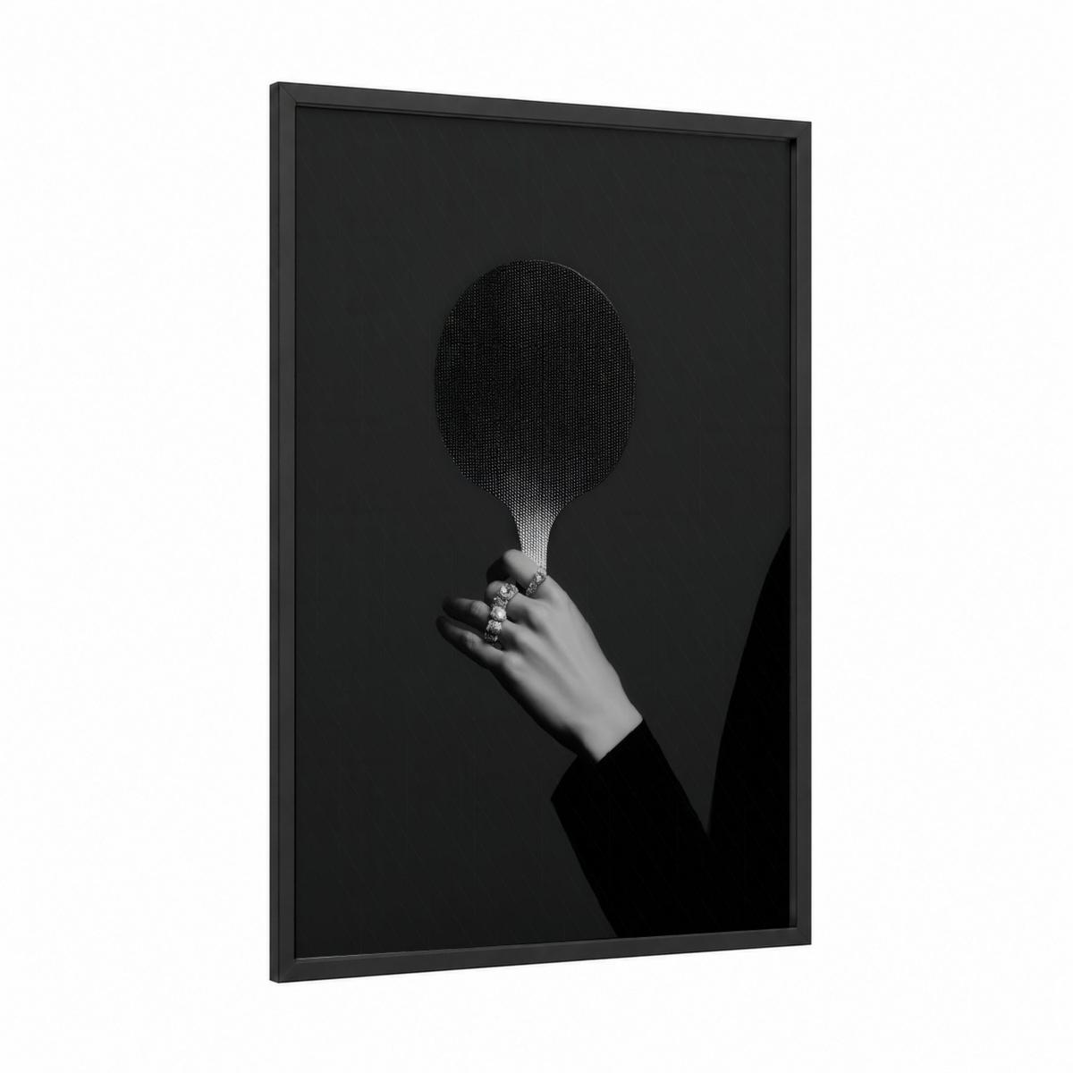 Abstract Table Tennis Paddle Black White Wall Art